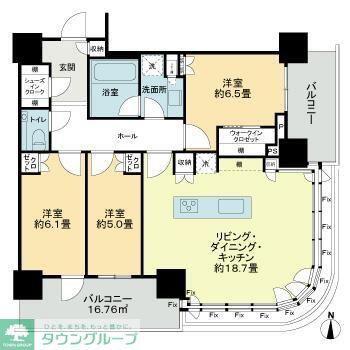 パークシティ中野ザタワー ブリーズ(3LDK/7階)の間取り写真