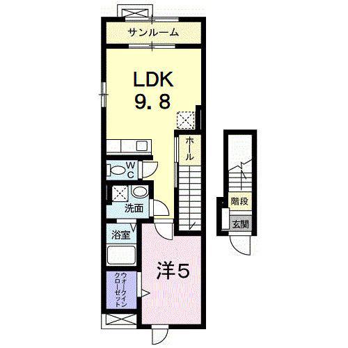 マ・メゾン・ソレイユI(1LDK/2階)の間取り写真