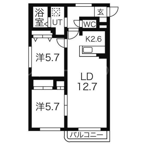 大光15番館(2LDK/1階)の間取り写真