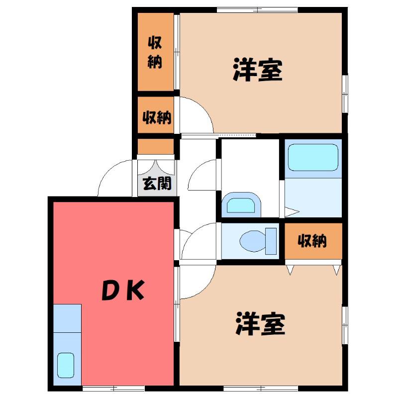 ポレール加藤 B(2DK/1階)の間取り写真
