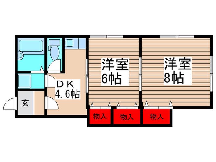 AKコーポII(2DK/2階)の間取り写真