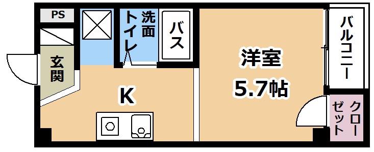 ベリンダ(ワンルーム/2階)の間取り写真