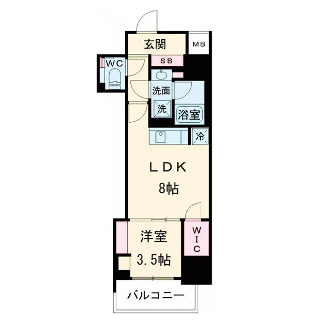 アーバネックス谷町四丁目(1LDK/7階)の間取り写真