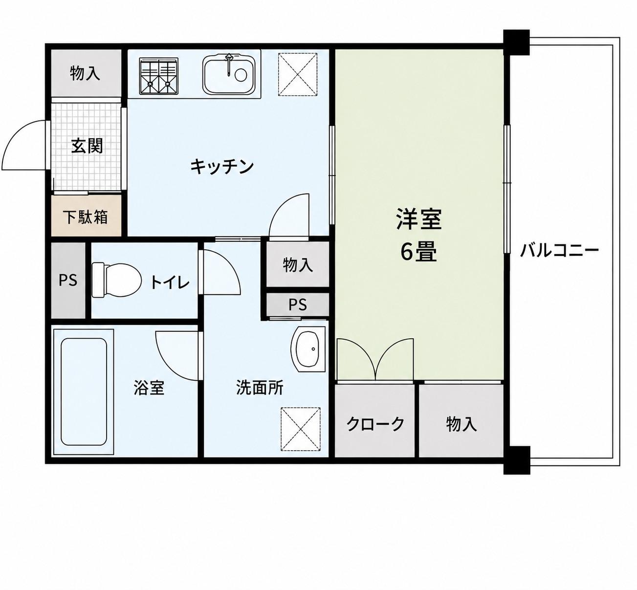 コスモ長町南(1DK/1階)の間取り写真