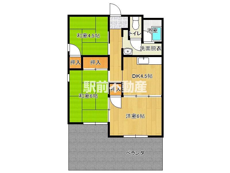 秋山ハイツ1(3DK/1階)の間取り写真