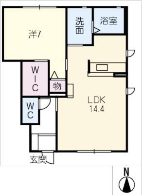 ルシオール(1LDK/1階)の間取り写真