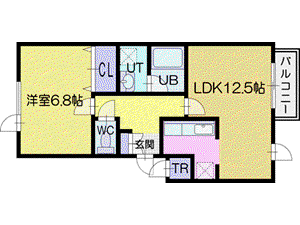 ラパーク文京台(1LDK/2階)の間取り写真