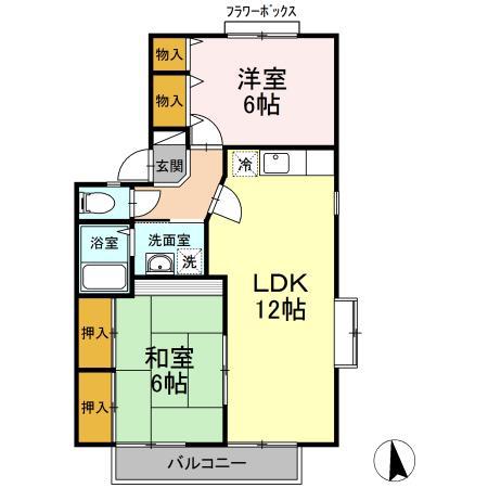 セジュール大善寺B(2LDK/2階)の間取り写真