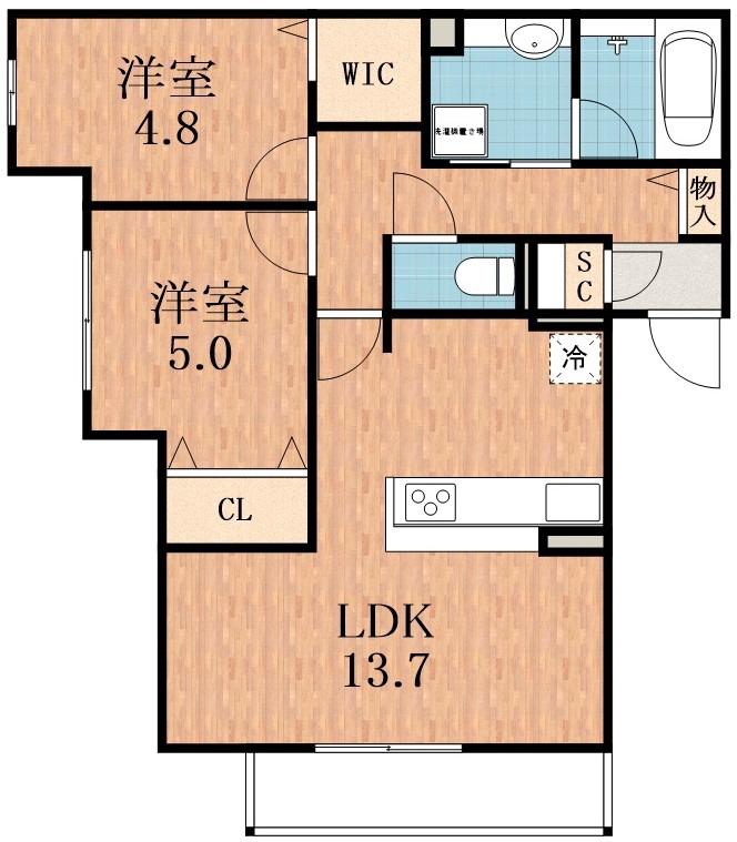 VILLA PACIFICO(2LDK/3階)の間取り写真