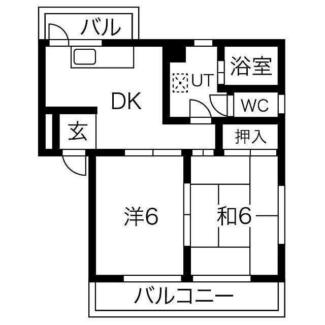 オラシオン南八幡C(2DK/1階)の間取り写真