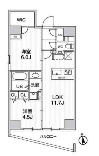 クレアティフ秋葉原(2LDK/10階)の間取り写真
