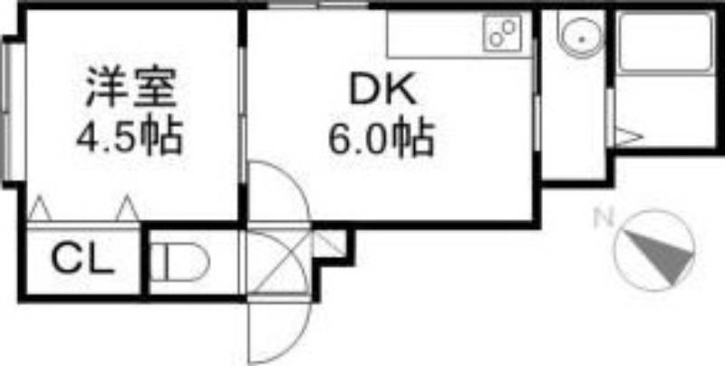 グランデルシャン(1DK/1階)の間取り写真