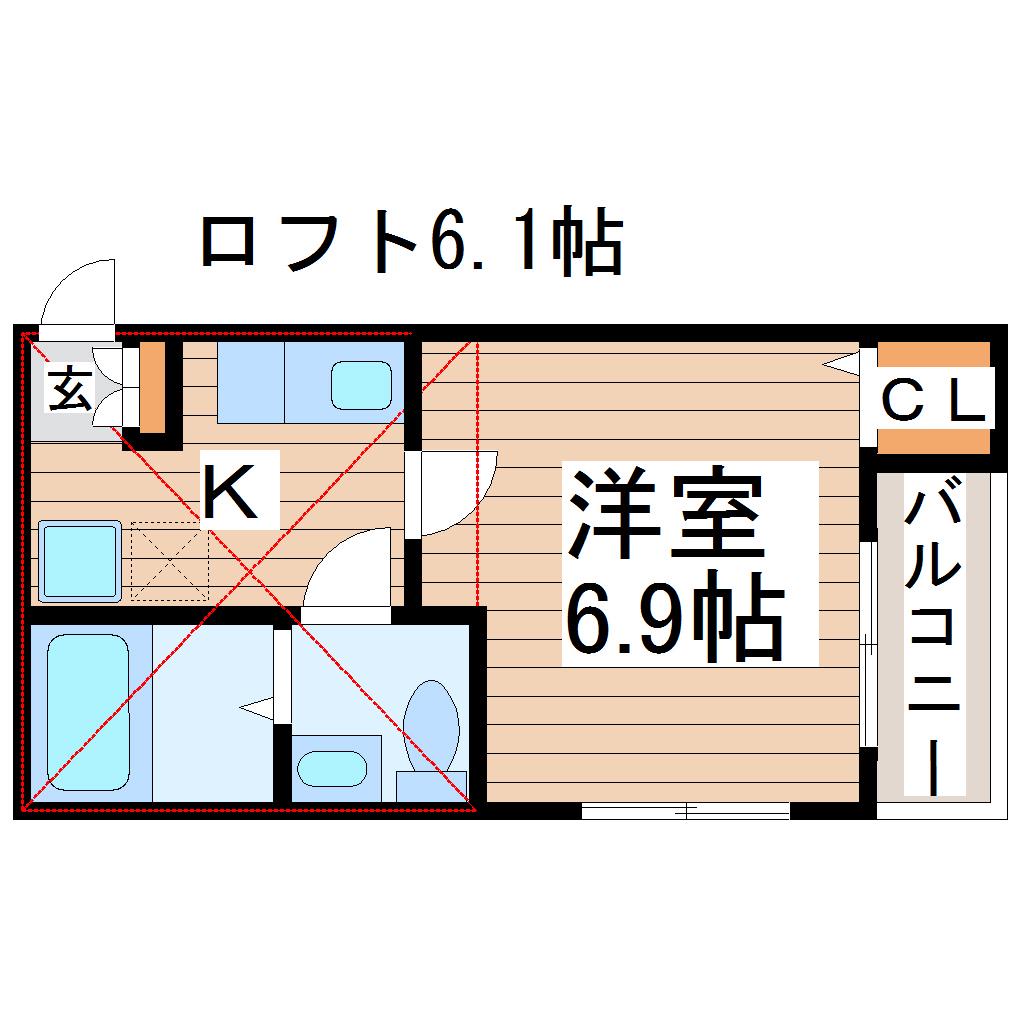 ベアーレ南仙台(1K/1階)の間取り写真