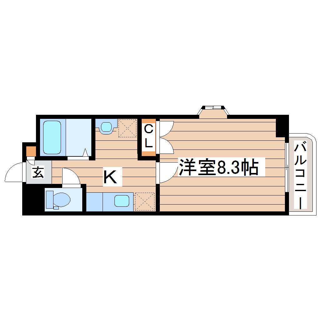 グランエクシード宮城野(1K/3階)の間取り写真