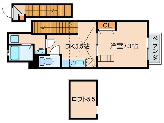 シダ-コンフォール2番館(1DK/2階)の間取り写真