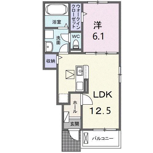 シーズンテラス勝原(1LDK/1階)の間取り写真