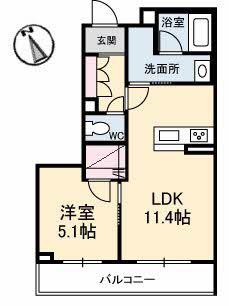 リーストソフィア(1LDK/2階)の間取り写真