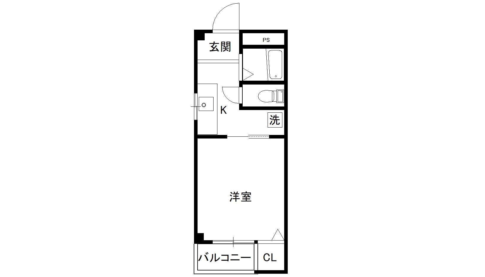 夙川井上ビル(1K/3階)の間取り写真