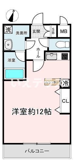 テルマ下祇園(ワンルーム/1階)の間取り写真