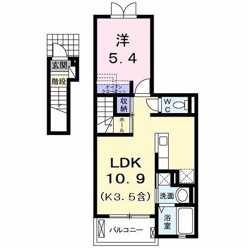 ブルック レジデンス(1LDK/2階)の間取り写真
