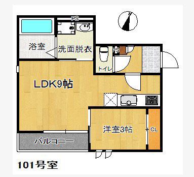 GRANDTIC NONO千早(1LDK/1階)の間取り写真