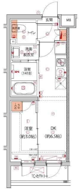 ハーモニーレジデンス中野本町パークサイド(1DK/3階)の間取り写真