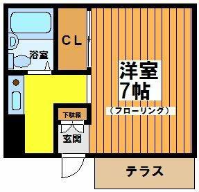 マメゾン羽根木(1K/1階)の間取り写真