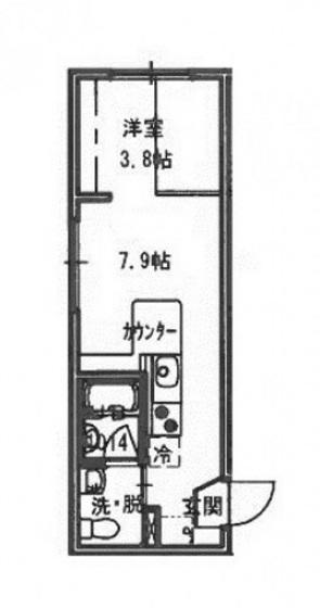 エストレビータII(ワンルーム/1階)の間取り写真