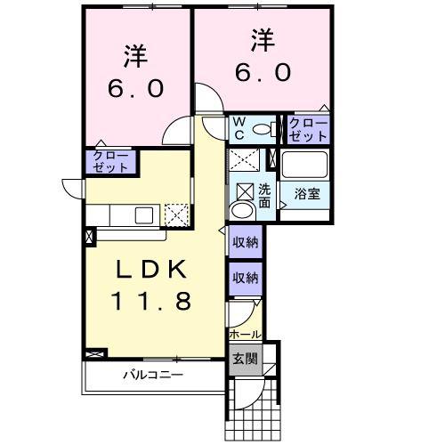 サンリットC(2LDK/1階)の間取り写真
