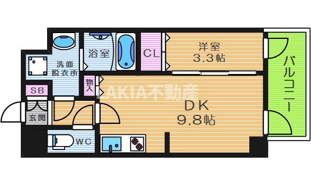 エスリードコート阿倍野昭和町(1LDK/3階)の間取り写真