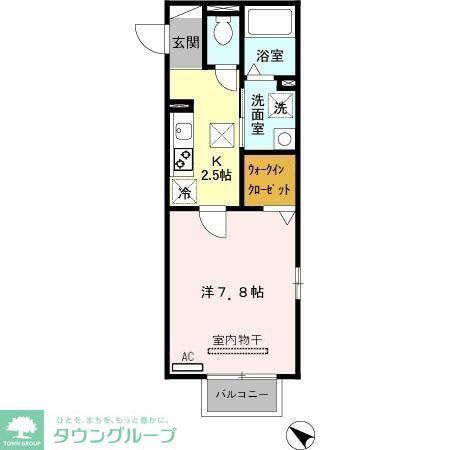 エルミタージュII(1K/1階)の間取り写真