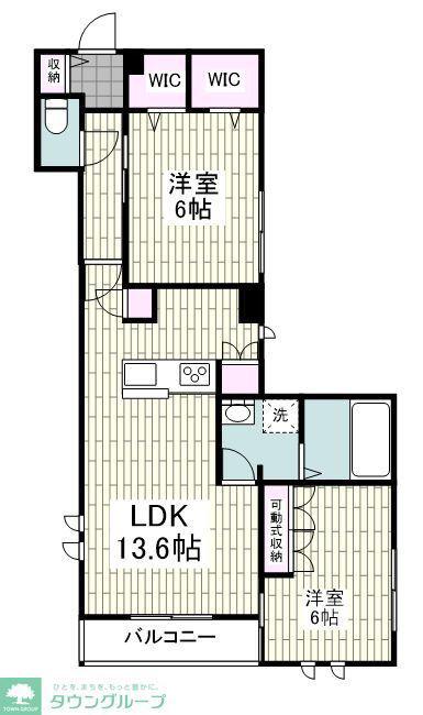 ラムール・ド・センケイ(2LDK/2階)の間取り写真