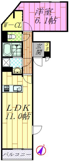 ディ・コージー(1LDK/1階)の間取り写真