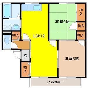プルミエール萌木野(2LDK/2階)の間取り写真