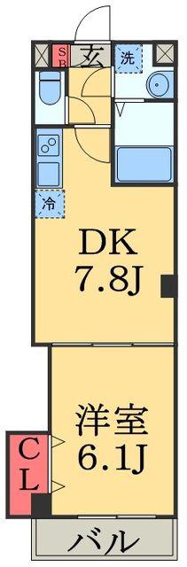 VICTORIAN COURT CHIBA(1DK/2階)の間取り写真
