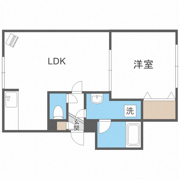 オカップN(1LDK/3階)の間取り写真