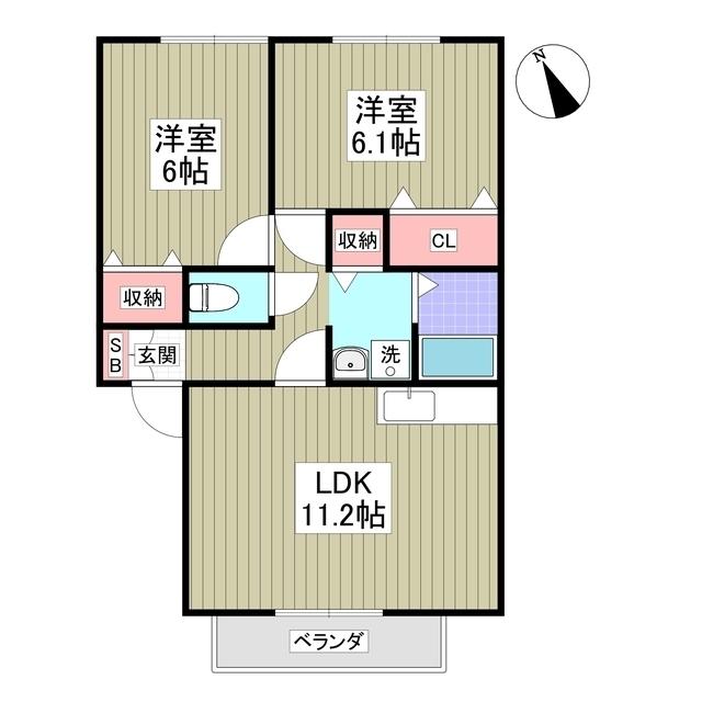 ヴィラ・エスポワール(2LDK/2階)の間取り写真