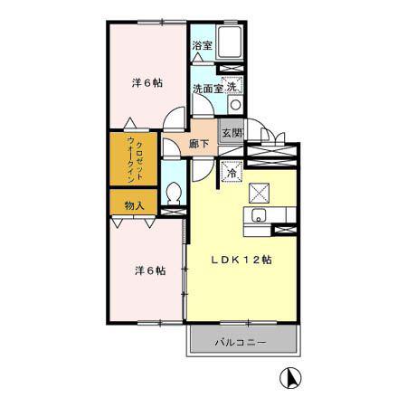 メゾン・ド・けやき(2LDK/1階)の間取り写真
