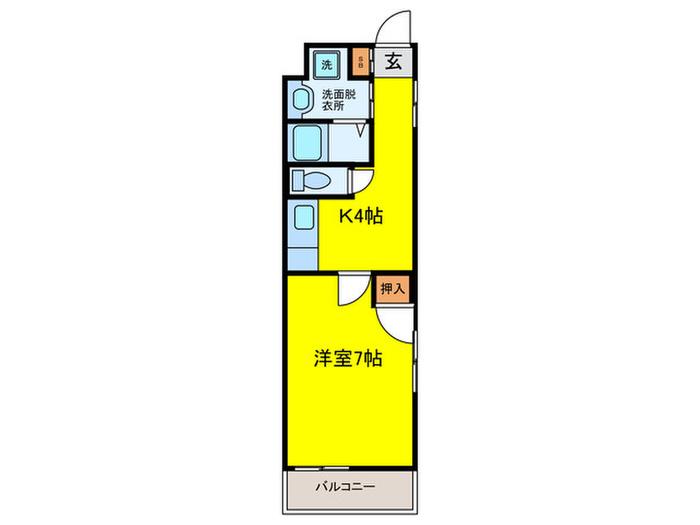 ウエスタン ヴィラ(1K/3階)の間取り写真