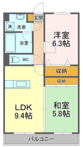 エスポア(2LDK/2階)の間取り写真