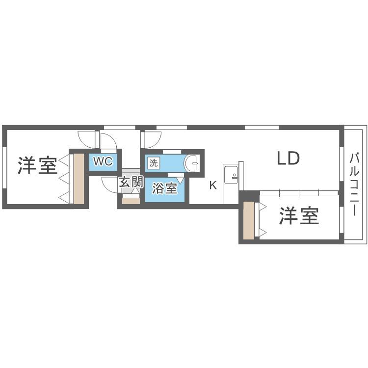 アルファスクエア宮の森2条(2LDK/3階)の間取り写真