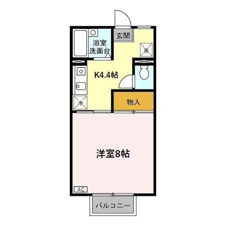 パンシオン額新保(1K/2階)の間取り写真