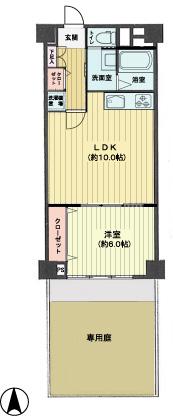 秀和第3東陽町レジデンス(1LDK/1階)の間取り写真