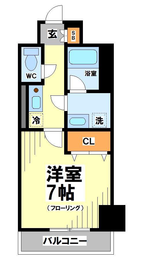 ディクオーレ仙川(1K/2階)の間取り写真