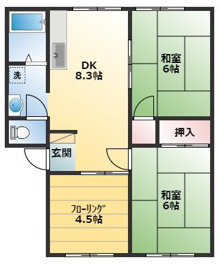 サンビレッジ桜馬場(3DK/1階)の間取り写真