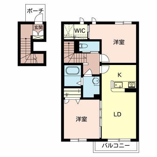 シャーメゾンホープ(2LDK/2階)の間取り写真