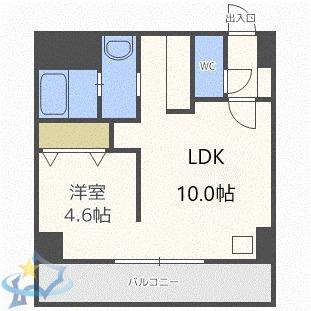 札幌レジデンス近代美術館(1LDK/11階)の間取り写真