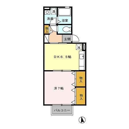 リビングタウン金池A(1DK/1階)の間取り写真