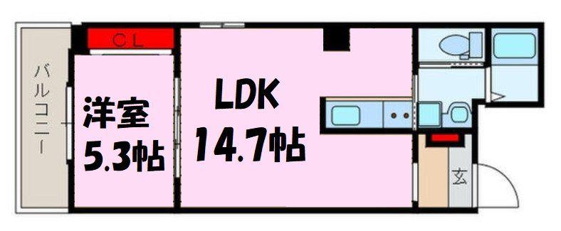 グランドゥール越谷(1LDK/7階)の間取り写真