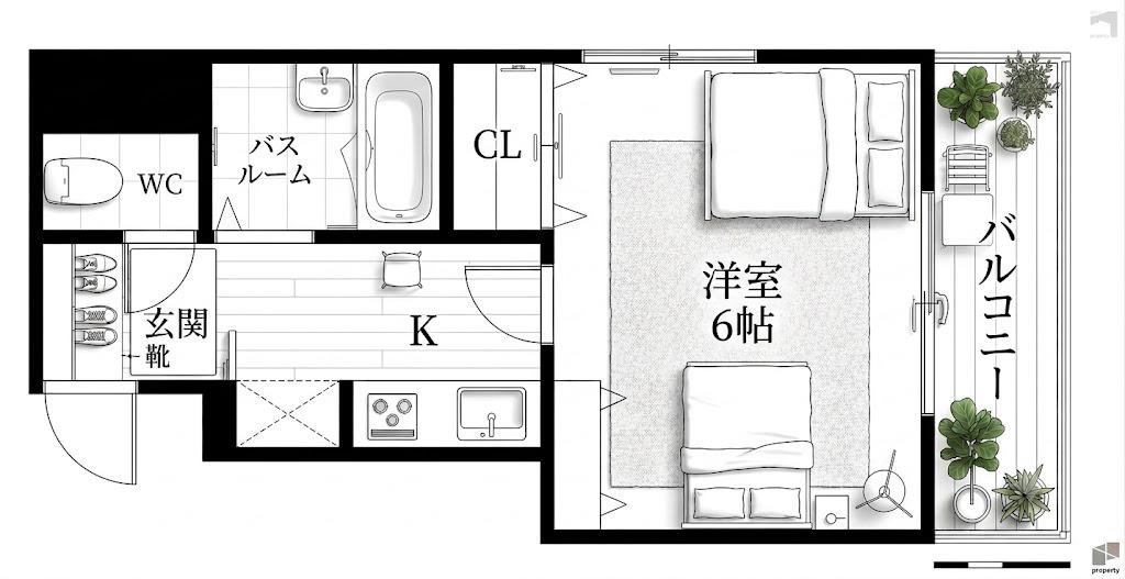 シャテロ住吉(1K/4階)の間取り写真